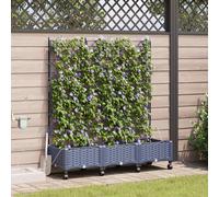 vidaXL Maceta de jardín con riego y ruedas 3 uds. Gris PP
