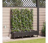 vidaXL Maceta de jardín con riego y ruedas 3 uds. Marrón PP