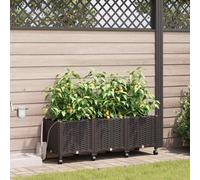 vidaXL Maceta de jardín con riego y ruedas 3 uds. Marrón PP