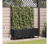 vidaXL Maceta de jardín con riego y ruedas 3 uds. Negro PP