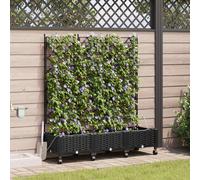 vidaXL Maceta de jardín con riego y ruedas 3 uds. Negro PP