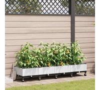 vidaXL Maceta de jardín con riego y ruedas 4 uds. Blanco PP
