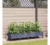 vidaXL Maceta de jardín con riego y ruedas 4 uds. Gris PP