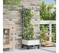 vidaXL Maceta de jardín con riego y ruedas Blanco 40 x 40 x 132 cm PP