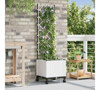 vidaXL Maceta para jardín con sistema de riego y ruedas, color blanco, fabricada en polipropileno (PP)