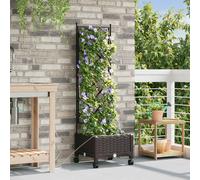 vidaXL Maceta de jardín con riego y ruedas Marrón 40 x 40 x 132 cm PP