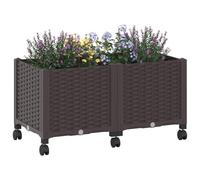 vidaXL Macetero de Jardín con Ruedas Marrón 80 x 40 x 44 cm PP