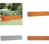 vidaXL Maceta elevada oxidada de 400x80x77 cm, acero corten - Maceta elevada - Maceta elevada para jardín - Jardín vertical - Semillero