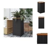 vidaXL Maceta negra de 40x40x80 cm, fabricada en polirratán - Macetas y jardineras
