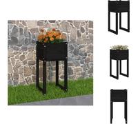 vidaXL Maceta negra de 40x40x81 cm, hecha de madera maciza de pino. Macetas y jardineras