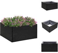 vidaXL Maceta negra de 80x80x40 cm, fabricada en polirratán - Macetas y jardineras