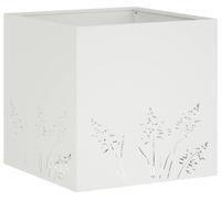 vidaXL Maceta para jardín, blanca, 50 x 50 x 49 cm, acero laminado en frío