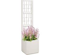 vidaXL Maceta para jardín con rejilla, color blanco, 36 x 36 x 140 cm, fabricada en polipropileno