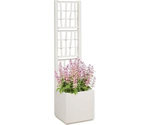 vidaXL Maceta para jardín con rejilla, color blanco, 36 x 36 x 140 cm, fabricada en polipropileno