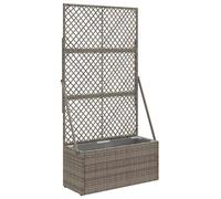 vidaXL Maceta para jardín con rejilla, color gris, 70 x 30 x 135 cm, de ratán sintético
