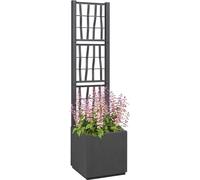 vidaXL Maceta para jardín con rejilla, color gris oscuro, 36 x 36 x 140 cm, fabricada en polipropileno