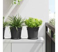 vidaXL Maceta Redonda para Flores 24 uds. Negro Ø 19 x 16,5 cm