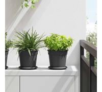 vidaXL Maceta Redonda para Flores 24 uds. Negro Ø 19 x 16 cm Plástico