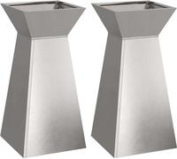 vidaXL Macetas columnares, 2 unidades, color plateado, 35 x 35 x 73 cm, acero inoxidable
