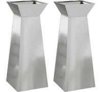vidaXL Macetas columnares, 2 unidades, color plateado, 40 x 40 x 100 cm, acero galvanizado