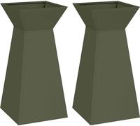 vidaXL Macetas columnares, 2 unidades, color verde oliva, 35 x 35 x 73 cm