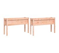 vidaXL Macetas de madera con patas, set de 2, madera maciza de douglas