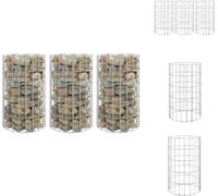 vidaXL Macetas elevadas tipo gavión, juego de 3 unidades, acero galvanizado, forma redonda, Ø30x50 cm - Macetas y jardineras