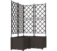 vidaXL Macetas para jardín, juego de 3 unidades, color marrón, 80 x 80 x 143 cm, material: polipropileno (PP)