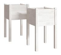 vidaXL Macetas para plantas, 2 unidades, blancas, 40x40x70 cm, madera maciza de pino