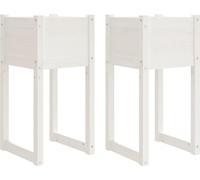 vidaXL Macetas para plantas, 2 unidades, blancas, 40x40x81 cm, madera maciza de pino