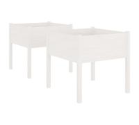 vidaXL Macetas para plantas, 2 unidades, blancas, 70x70x70 cm, madera maciza de pino