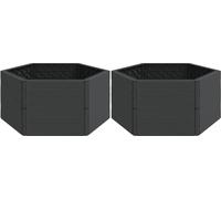vidaXL Macetas para plantas, 2 unidades, color antracita, material: polipropileno (PP)