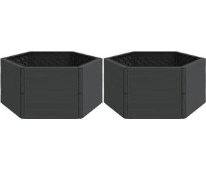 vidaXL Macetas para plantas, 2 unidades, color antracita, material: polipropileno (PP)