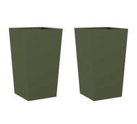 vidaXL Macetas para plantas, 2 unidades, color verde oliva, 45x45x75 cm, acero