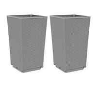vidaXL Macetas para plantas, 2 unidades, gris claro, 32,5 x 32,5 x 57 cm, de polipropileno (PP)
