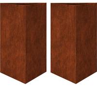 vidaXL Macetas para plantas, 2 unidades, triangulares, 50x43x75 cm, acero resistente a la intemperie