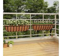 vidaXL Macetas pared 2 uds revestimiento coco acero negro 61x19x16cm