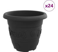 vidaXL Macetas redondas, 24 unidades, color , diámetro 26 cm, altura 21,5 cm, plástico