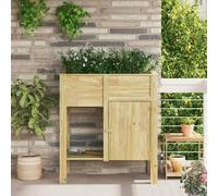 vidaXL Macetero Alto Marrón Madera de pino impregnada