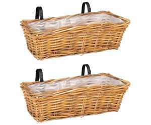 vidaXL Macetero colgante, cesta, 2 unidades, color marrón natural, 48 x 22 x 15 cm