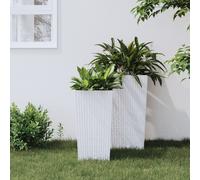 vidaXL Macetero con interior extraíble PP ratán blanco 11/26,5 L