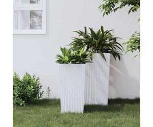 vidaXL Macetero con interior extraíble PP ratán blanco 11/26,5 L