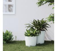 vidaXL Macetero con interior extraíble PP ratán blanco 15/15,3 L