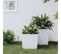 vidaXL Macetero con interior extraíble PP ratán blanco 21/32 L