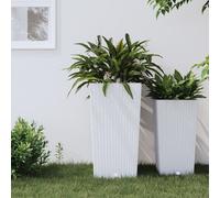 vidaXL Macetero con interior extraíble PP ratán blanco 21/49 L