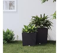 vidaXL Macetero con interior extraíble PP ratán gris antracita 21/32 L