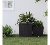 vidaXL Macetero con interior extraíble PP ratán gris antracita 37/64 L