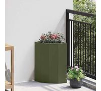 vidaXL Macetero de Esquina Verde oliva 30 x 30 x 50 cm Acero