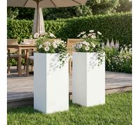 vidaXL Macetero de Jardín 2 uds. Blanco 20 x 20 x 50 cm