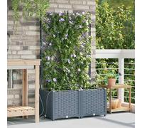 vidaXL Macetero de Jardín 2 uds. Gris Claro 80 x 40 x 142 cm PP